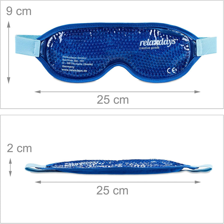 Relaxdays Augenmaske kühlend &amp; wärmend, 2er Set, Gelperlen, Kühlmaske für Augen, Kühlbrille mit Klet