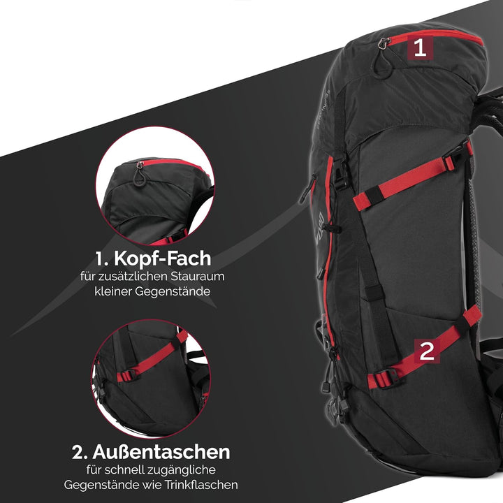 Steinwood Wanderrucksack Herren & Damen 35L - Outdoor-Rucksack, Reiserucksack, Tagesrucksack wassera