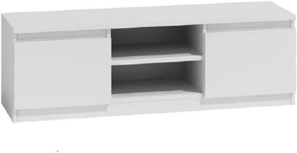 VBChome TV-Schrank 140 x 40 x 36 cm Weiss Griffelose Tv-Regal Fernsehtisch mit 2 Türen Holz Mehrzwec