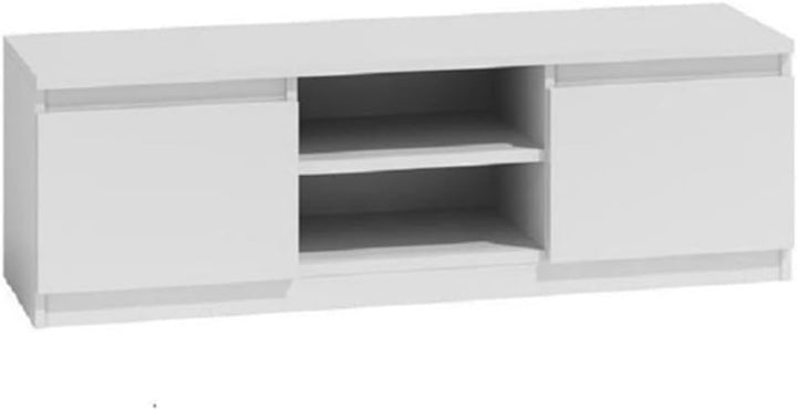 VBChome TV-Schrank 140 x 40 x 36 cm Weiss Griffelose Tv-Regal Fernsehtisch mit 2 Türen Holz Mehrzwec