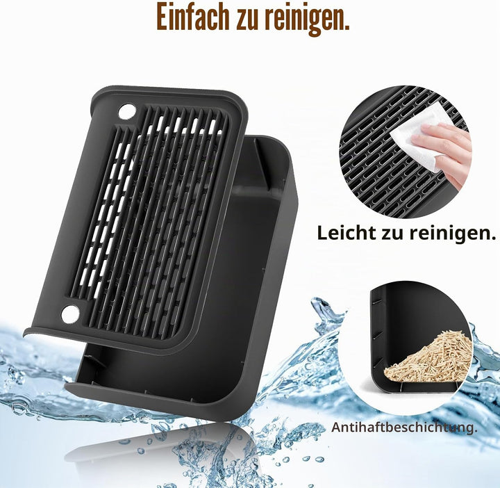 Kalolary Katzenstreu-Rampe mit Filtersystem – rutschfeste Treppe für Katzentoilette, Litter Catcher