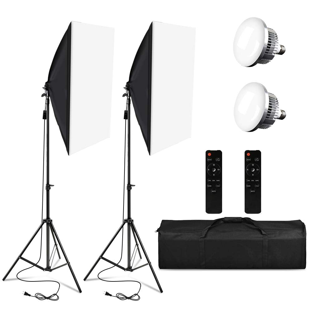 Softbox-Beleuchtungsset,Professionelles Studio Kontinuierliche Ausrüstung mit 2M Lichtstativ, 3200-5