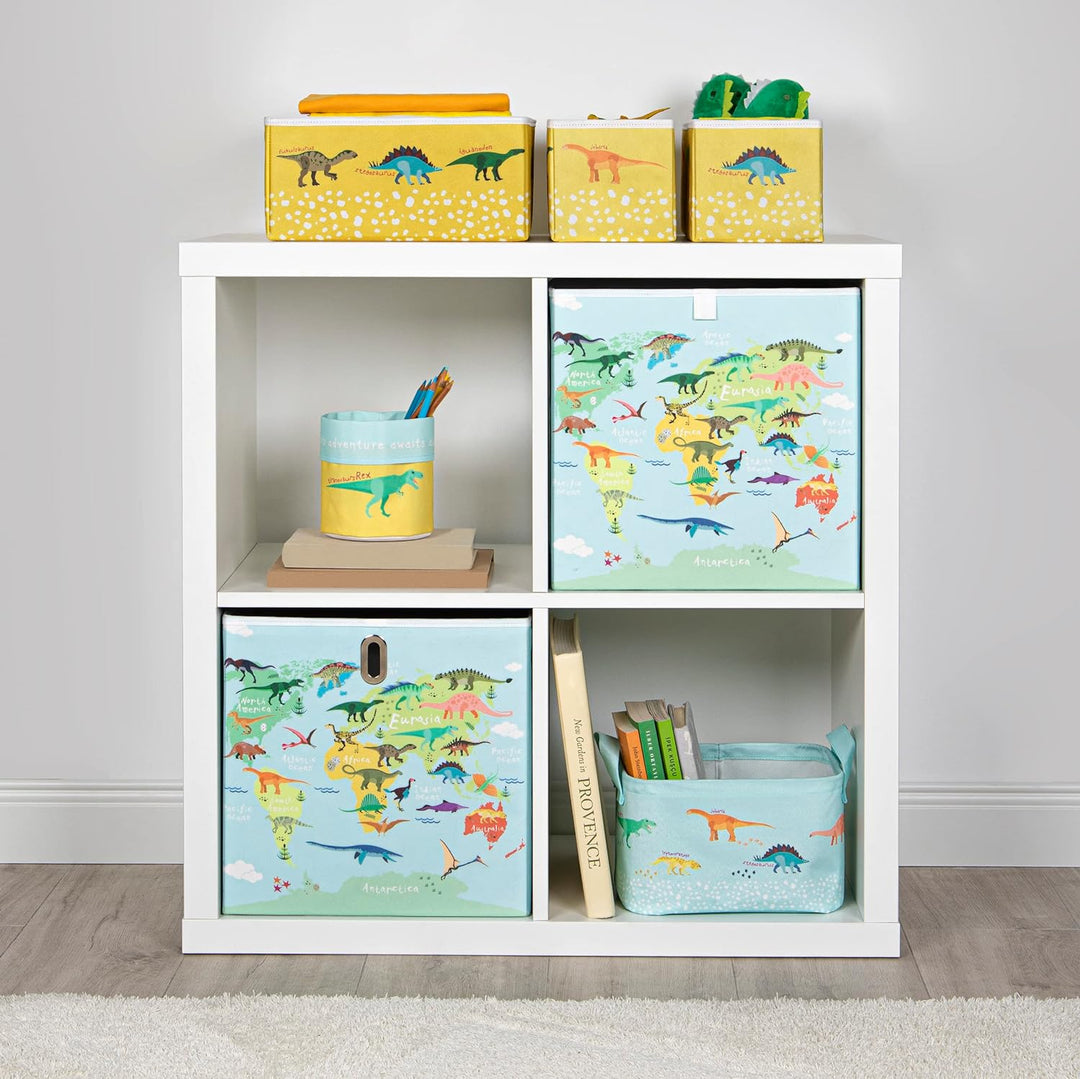 Ocean Home Textile 4er Set Dinosaurier Aufbewahrungsbox für Kinderzimmer, Faltbare Schubladen Ordnun