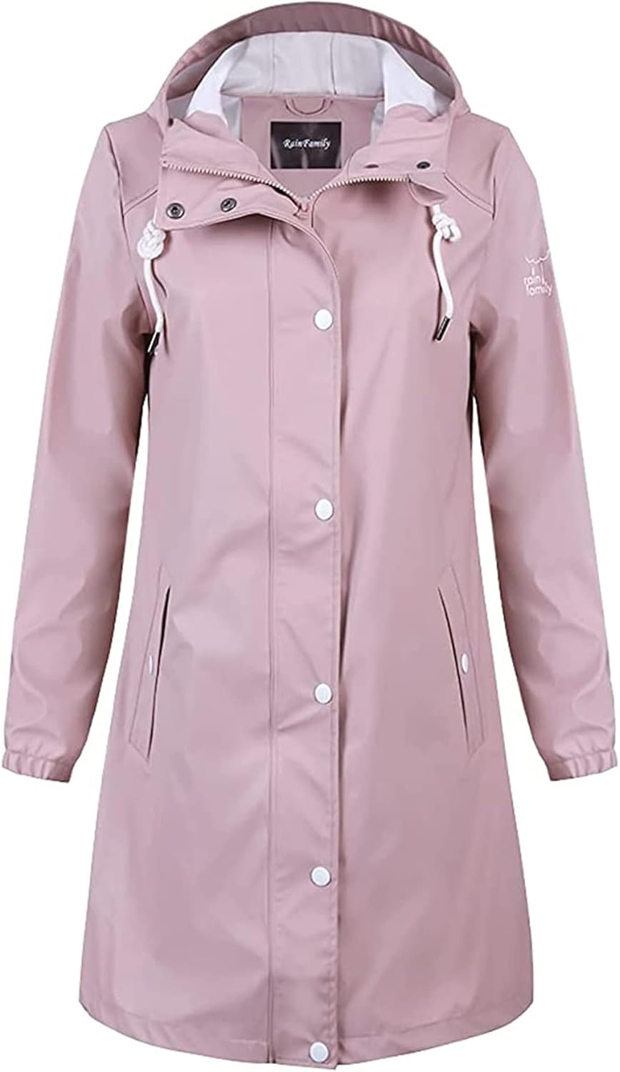 Damen Regenjacke Regenmantel Softshelljacke Friesennerz Parka PU Windbreaker mit Kapuze wasserdicht