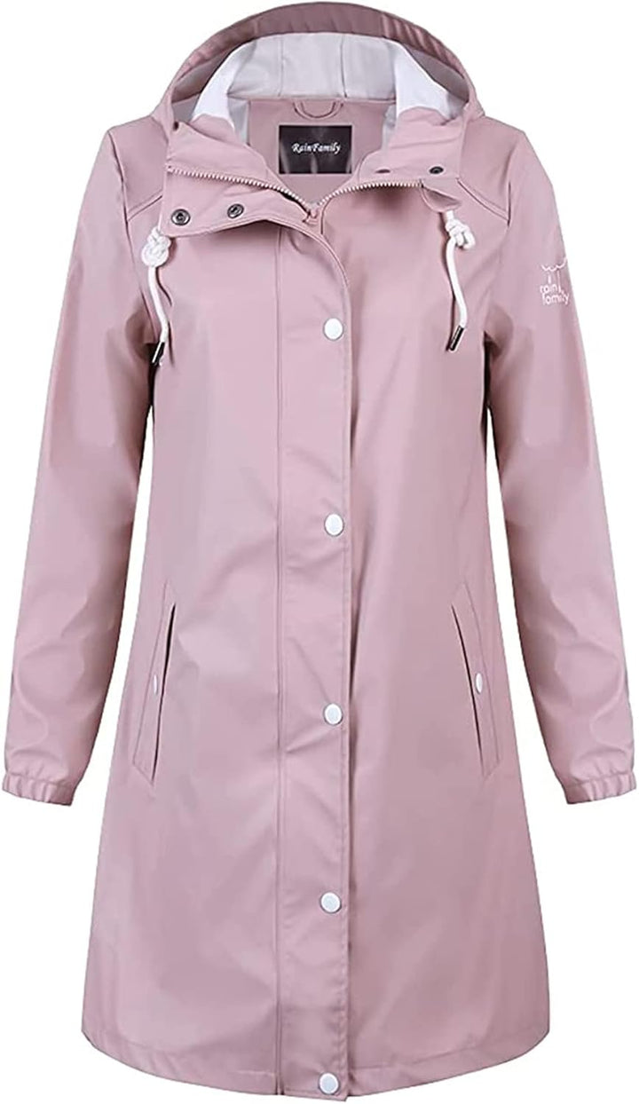 Damen Regenjacke Regenmantel Softshelljacke Friesennerz Parka PU Windbreaker mit Kapuze wasserdicht