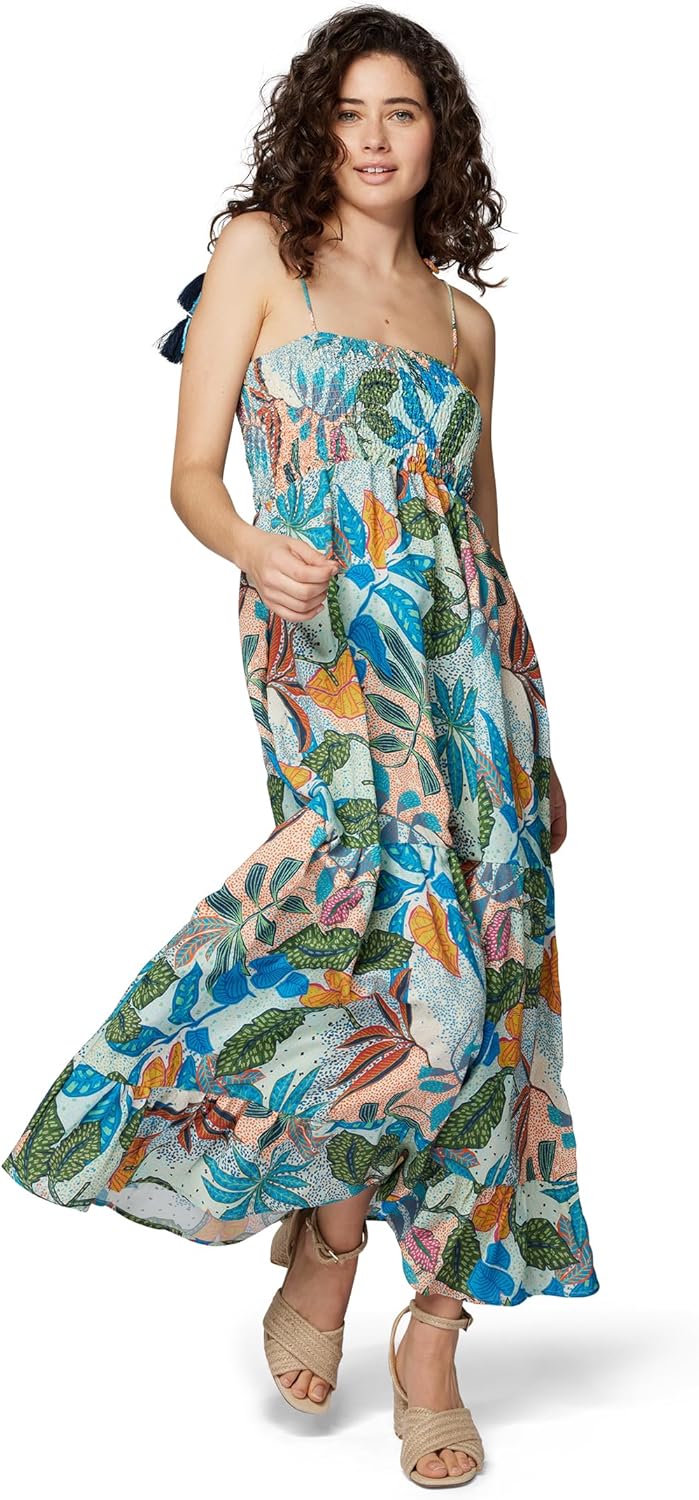 Mavi Damen Kleider Lang Printed Dress Maxikleid mit Print M Bunt, M Bunt