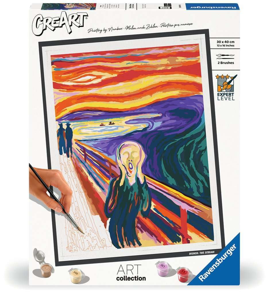Ravensburger CreArt 23691 - Der Schrei (Edvard Munch) - Malen nach Zahlen Erwachsene, DIY Malset mit