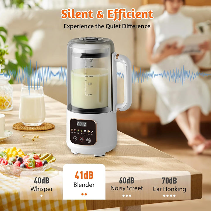 Nussmilchmaschine 1500ML, Sojamilch Hersteller mit 16 Klingen, 7 in 1 Sojamilchmaker Multifunktional