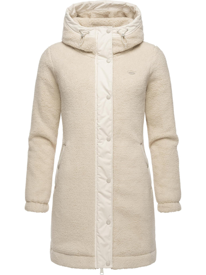 Ragwear Damen Fleecejacke Kurze Teddyfleece-Jacke warm mit Kapuze Cousy XS-6XL 3XL Beige, 3XL Beige