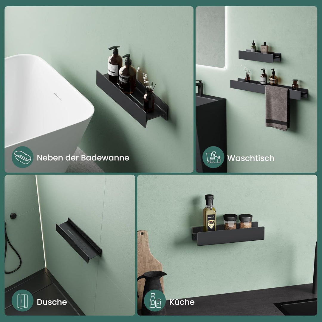 Mai & Mai Duschablage zum Bohren oder Kleben Duschregal Badablage 40cm Badezimmerablage zur Wandmont