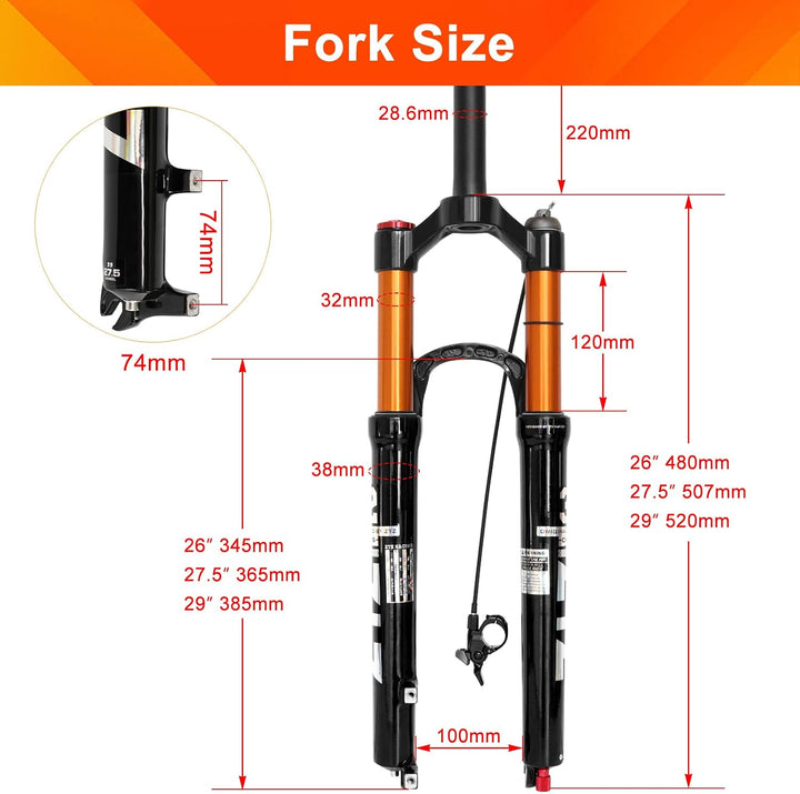 ZTZ Magnesiumlegierung Mountain Front Gabel Luftdruck Stossdämpfer Gabel Fahrrad Zubehör Romote Lock