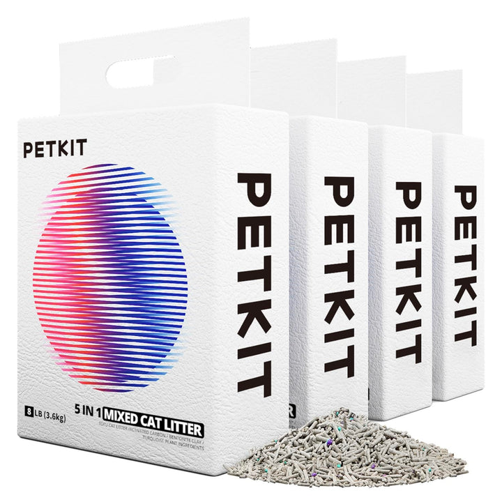 PETKIT 5 in 1 Gemischtes Katzenstreu, Spülbar, Geruchsfrei, Aktivkohle, Extrem Saugfähig und Schnell