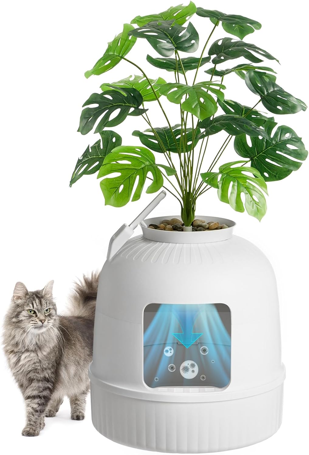 Lifewit Katzenklo Blumentopf mit Pflanze & Schaufel, Katzenklo Versteckt, Katzentoilette XXL mit Ger