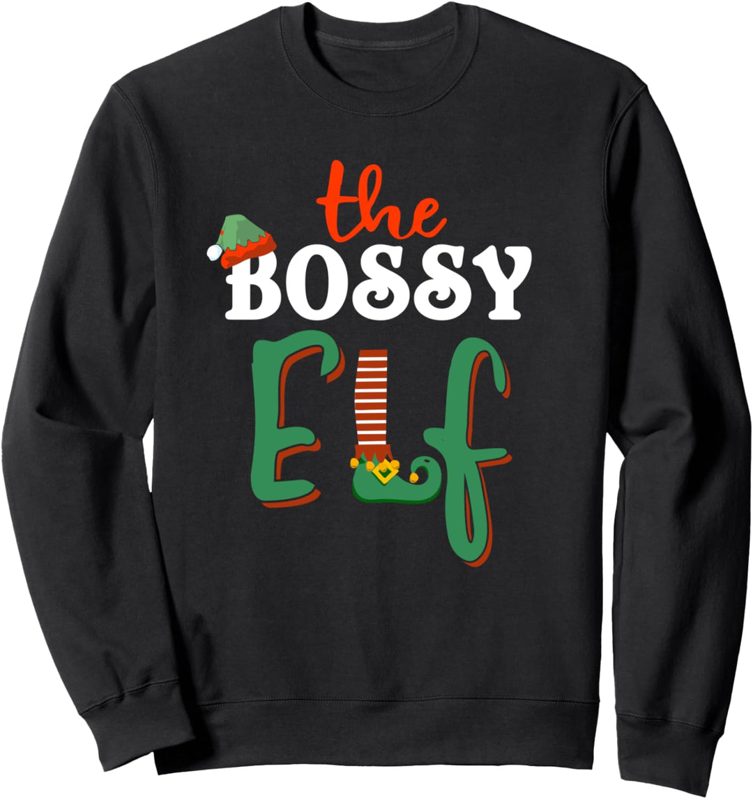 Best Bossy Elf Christmas Family Matching Group Pajama Funny Sweatshirt