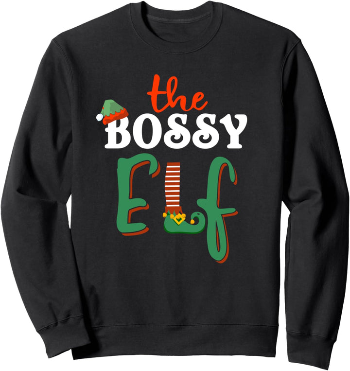 Best Bossy Elf Christmas Family Matching Group Pajama Funny Sweatshirt