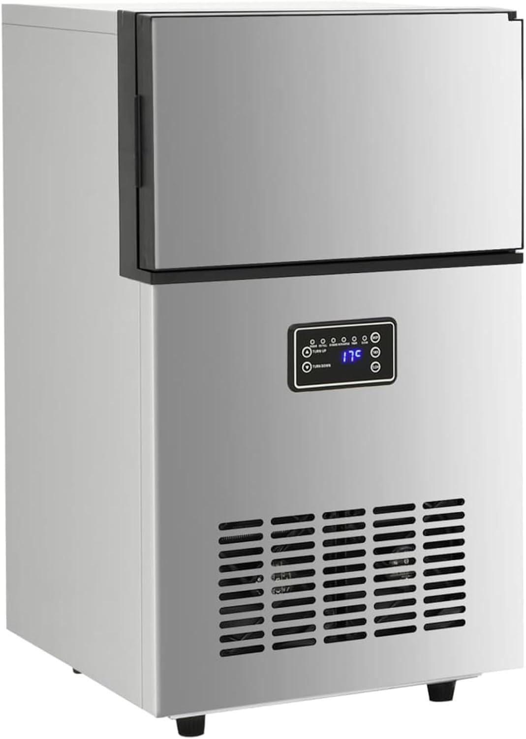 Homgoday Eiswürfelmaschine Silbern 45 kg / 24 h 35,5x34,5x63 cm Silber, 35,5x34,5x63 cm Silber