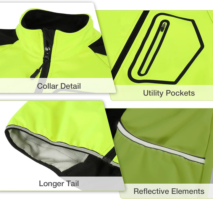 BERGRISAR Herren Fahrradjacke für Winter, Softshell Thermo Winddichte Wasserdicht Atmungsaktiv Radsp
