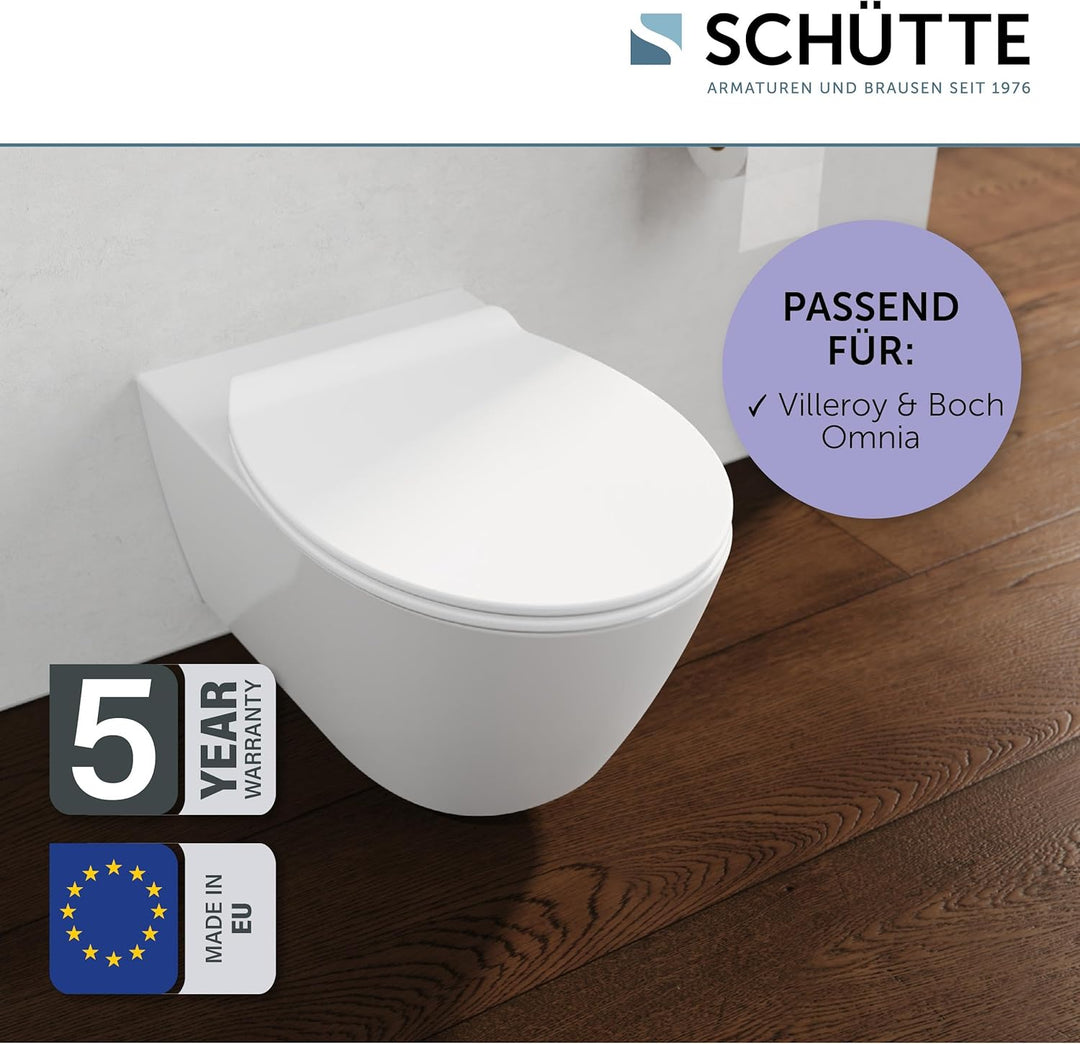 SCHÜTTE WC-Sitz passend zu Villeroy & Boch OMNIA, mit Absenkautomatik made in EU, Abnehmbarer Klodec