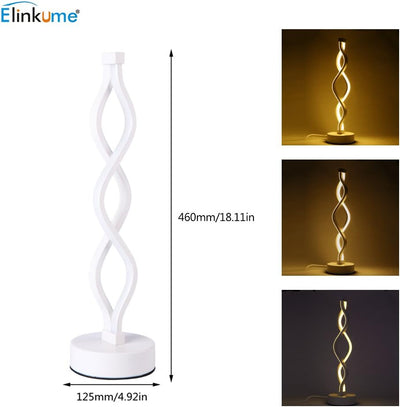 ELINKUME LED Twist Wave Tischleuchte mit Acryl Lampenkörper, Metallbasis, Stufenlose Helligkeit Dimm