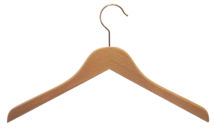 Hagspiel Kleiderbügel aus Holz, Kleiderbügel aus Buchenholz, Natur lackiert (Wasserlack), vernickelt