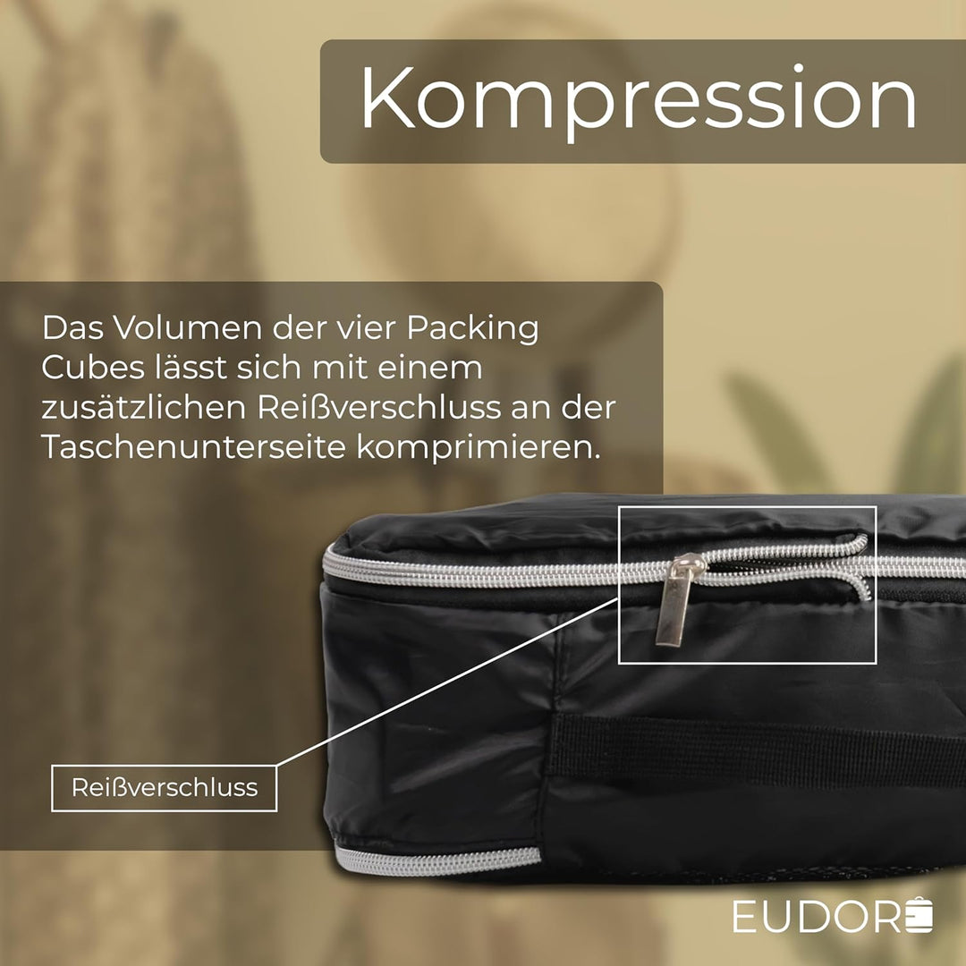 Kompressions Kofferorganizer Set, 8-teilig, platzsparende Packing Cubes mit Sichtfenster, wasserabwe