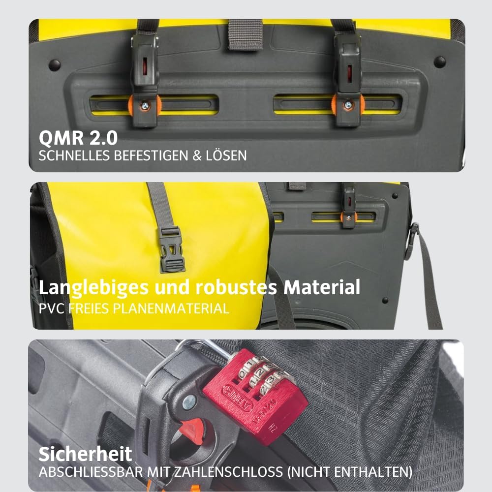 VAUDE Fahrradtasche für Gepäckträger Aqua Back Single 1 x 24 L in 24 l Canary, 24 l Canary