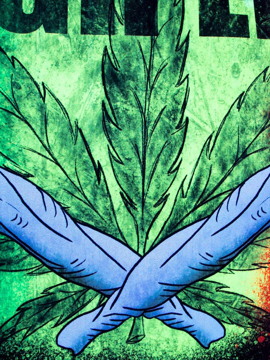 PSYWORK Schwarzlicht Stoffposter Neon | Joint Ganja High Life | 0,6 x 0,9m | UV-aktiv | fluoresziere