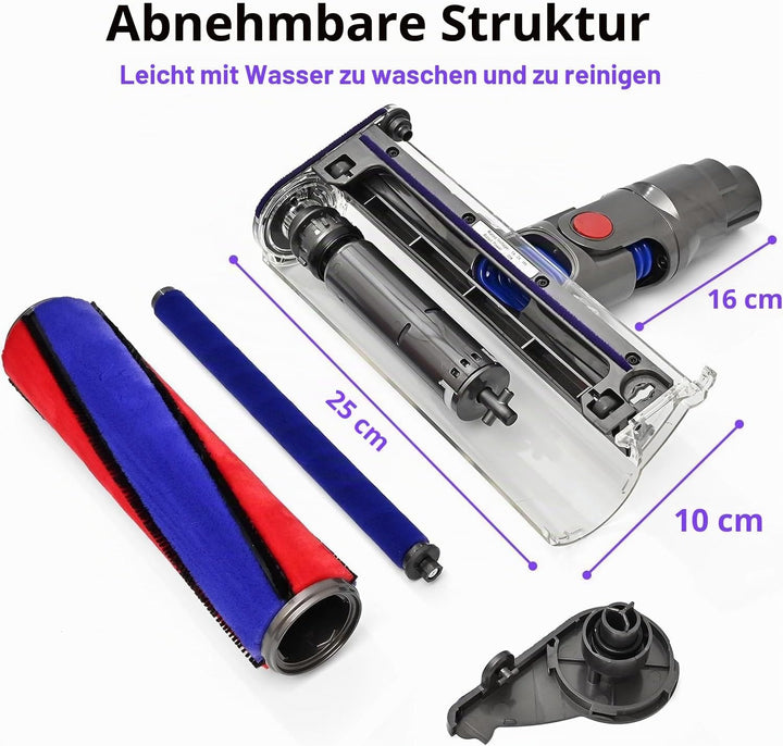 Softwalze Bodendüse für Dyson V7 V8 V10 V11 V15 Staubsauger, Elektrischer Soft Roller Bürste Aufsatz