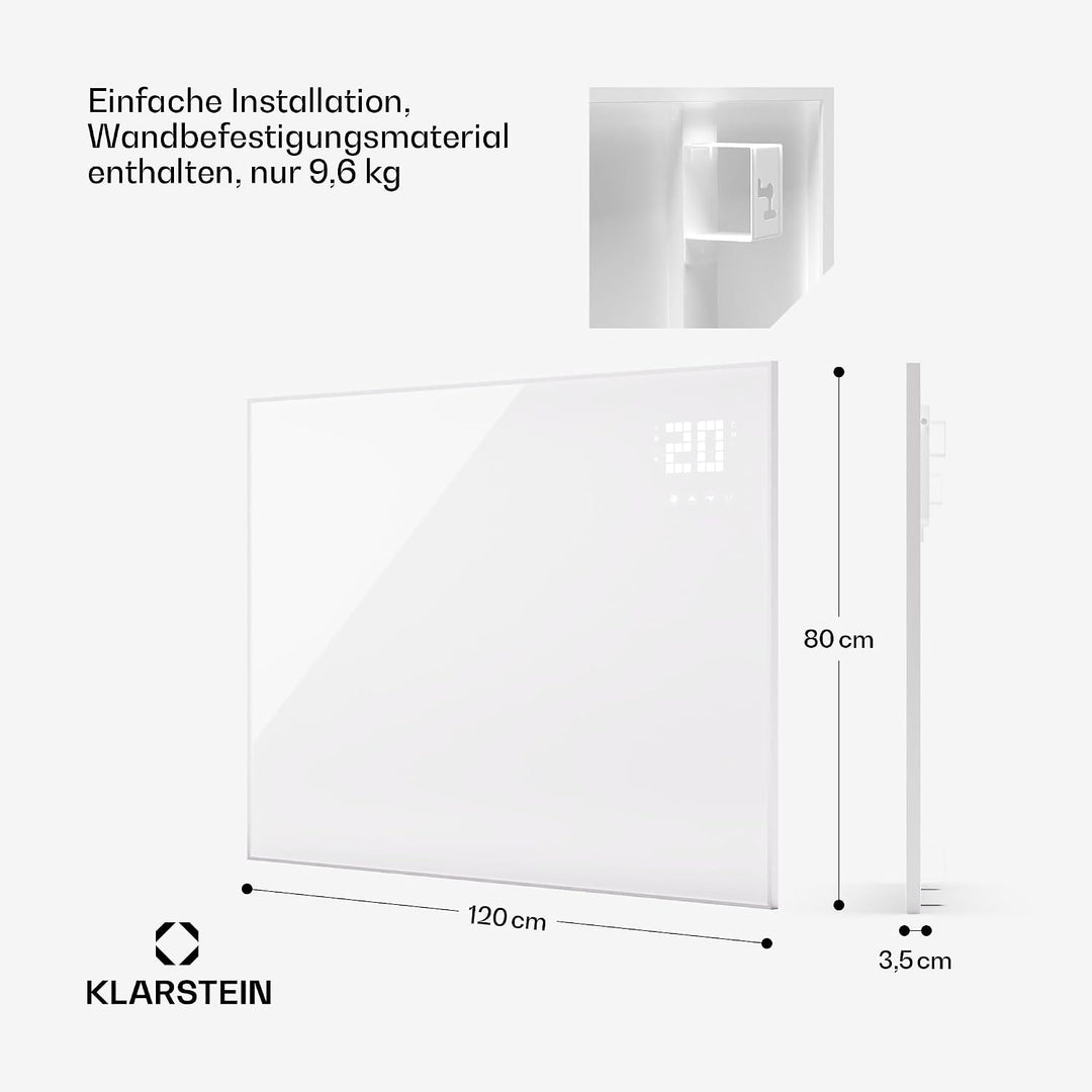 Klarstein Infrarotheizung mit Thermostat, 980W Elektroheizung, Smart Home Bild-Infrarotheizung zur W