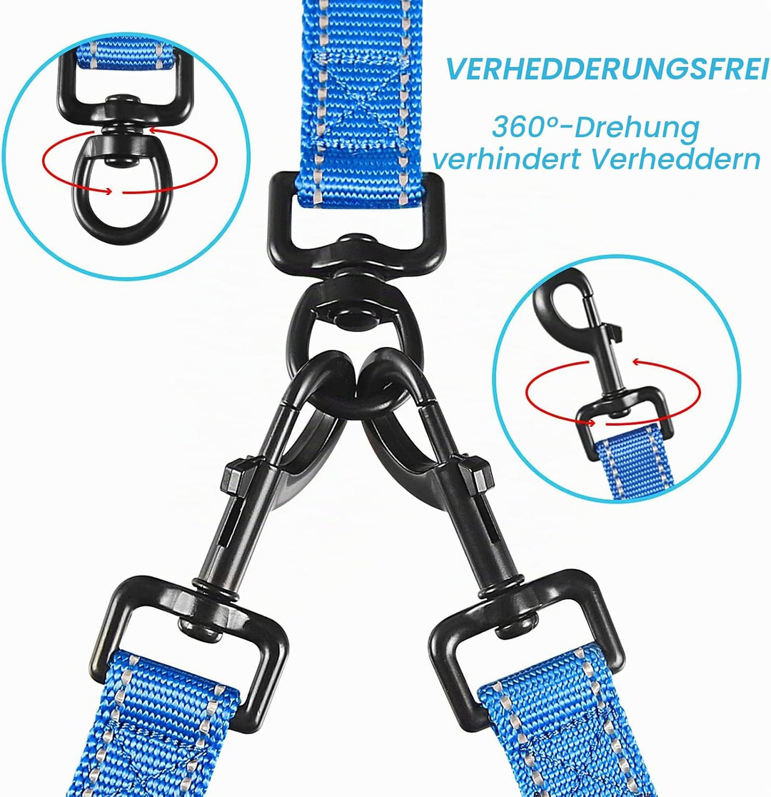 PetBonus Hundeleine Doppelleine für 2 Hunde, Keine Verwicklung hundeleine mittelgrosse grosse Hunde,