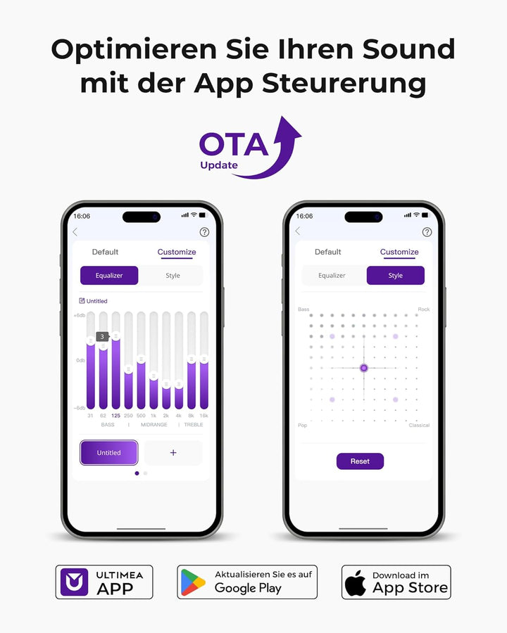 ULTIMEA 7.1 Surround Sound System für TV mit Dolby Atmos, App Steuerung, 4 kabelgebundene Surround-L