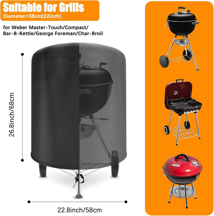 Abdeckung für Weber Kugelgrill 47cm Abdeckhaube Grill 47 cm, 500D Oxford Wasserdicht Winddicht Hülle