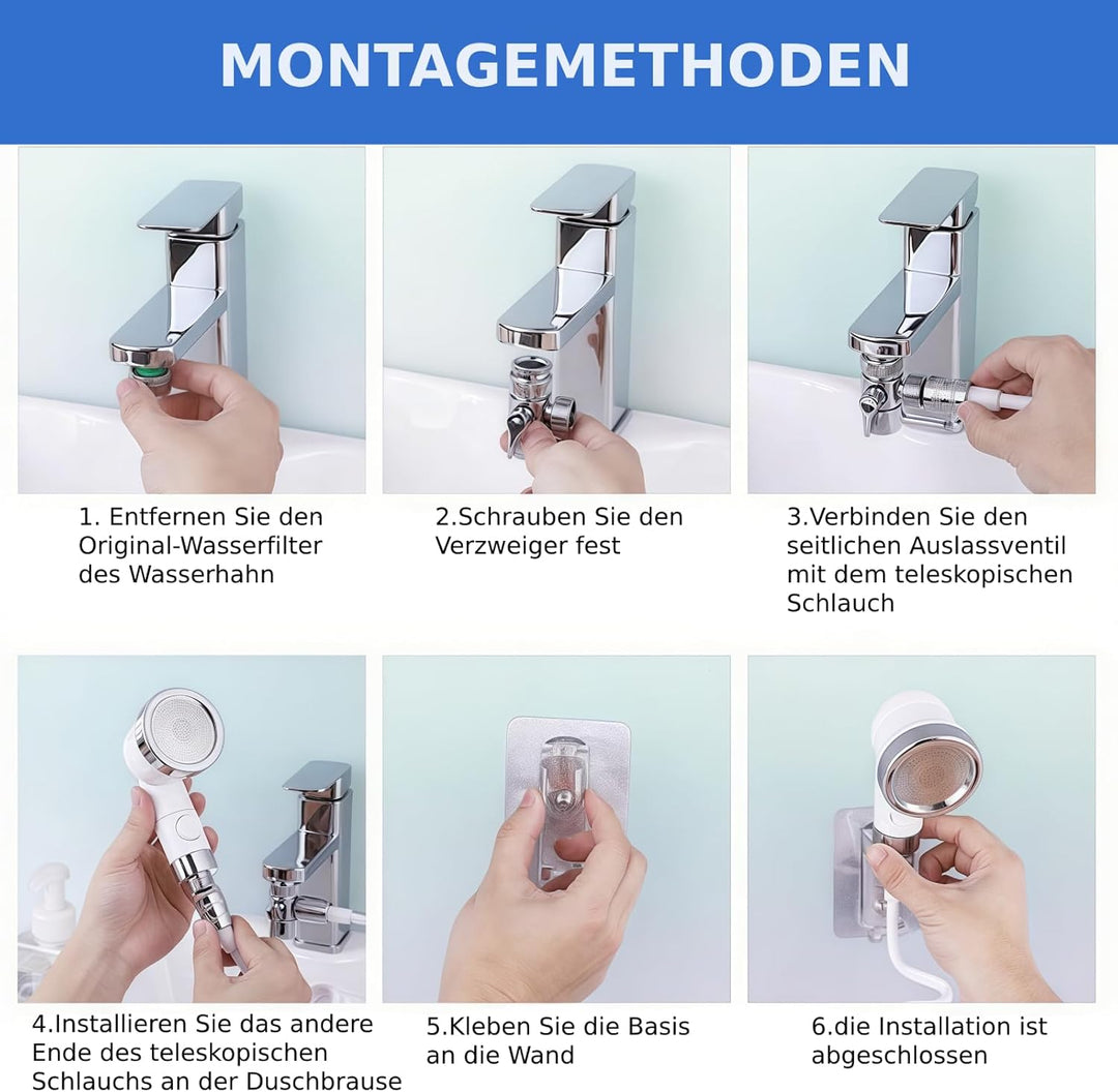 Handbrause für Waschbecken, Waschbeckenbrause mit Schlauch, Handbrause Duschkopf Set Mit Halterung,
