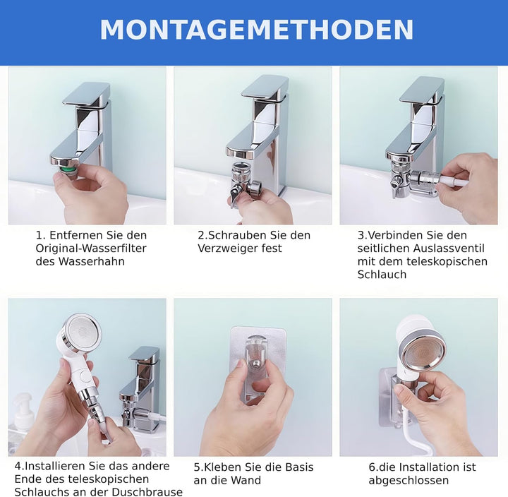 Handbrause für Waschbecken, Waschbeckenbrause mit Schlauch, Handbrause Duschkopf Set Mit Halterung,