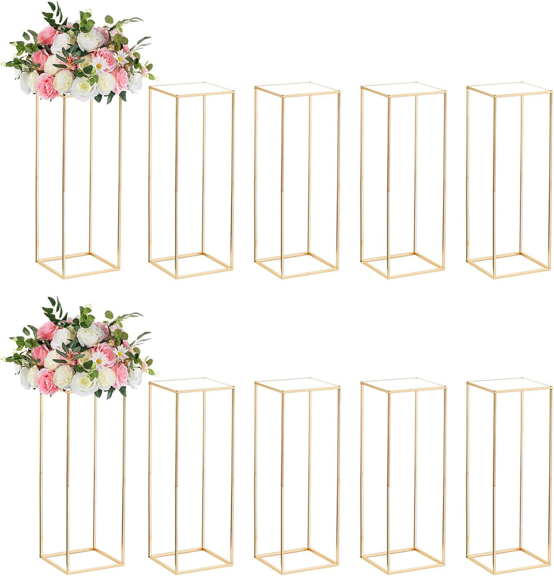 Nuptio 10 Stück Goldvasen für Hochzeit Herzstück Tische, Metall Blumenboden Vase Säule Blumenständer