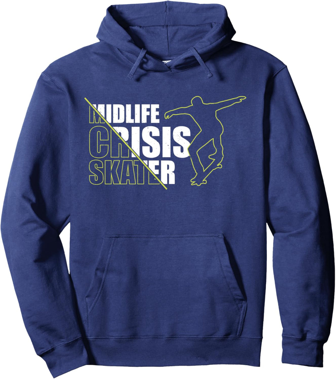 Midlife Crisis Skater Skateboard Skateboarding Vintage Pullover Hoodie