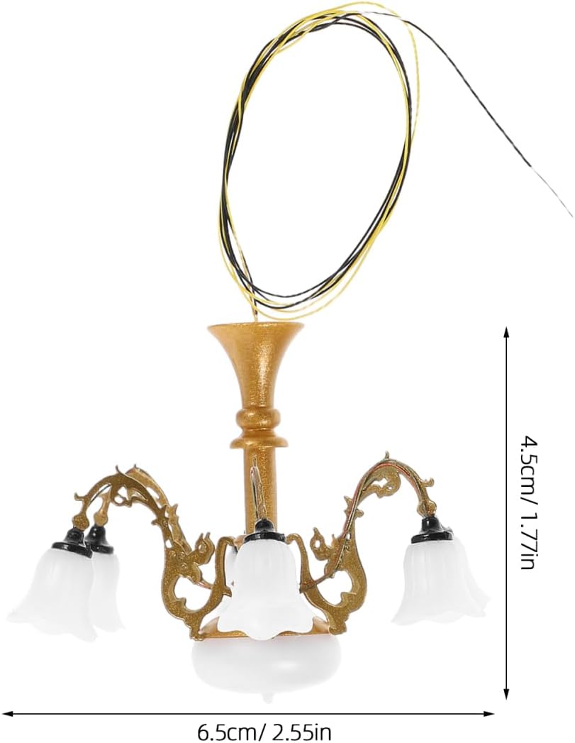 Vaguelly Miniatur-Kronleuchter Puppenhaus Deckenlampe Led Kleine Hängeleuchte Für Sandtisch Modell 2
