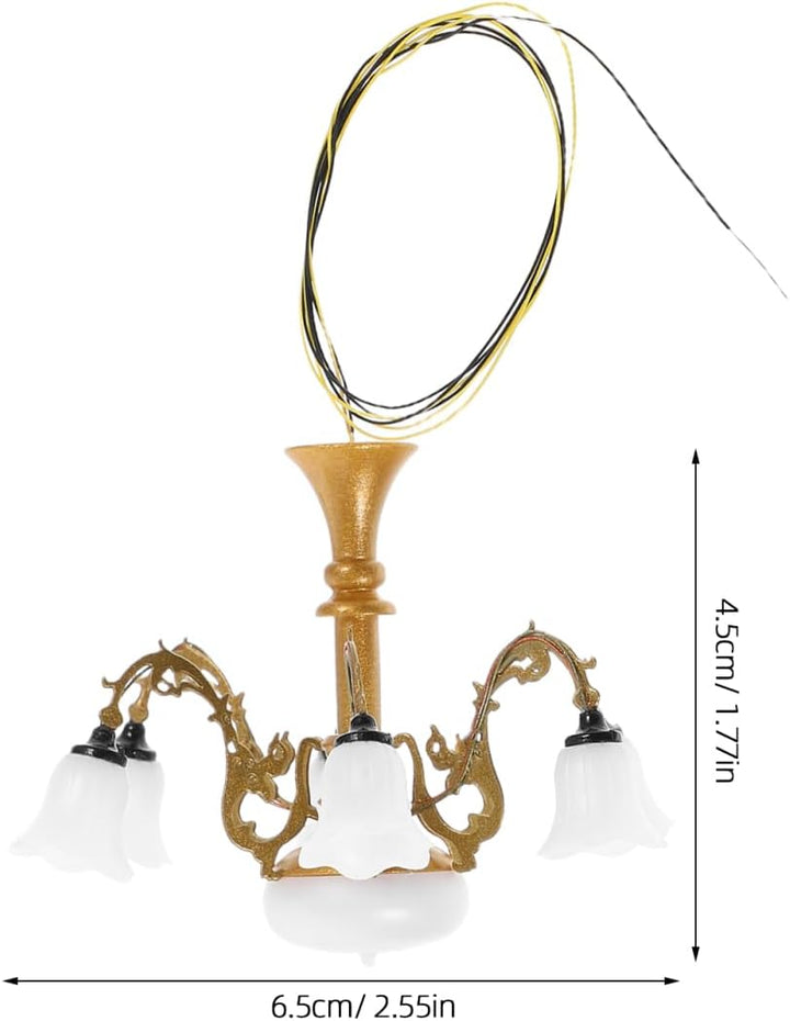 Vaguelly Miniatur-Kronleuchter Puppenhaus Deckenlampe Led Kleine Hängeleuchte Für Sandtisch Modell 2