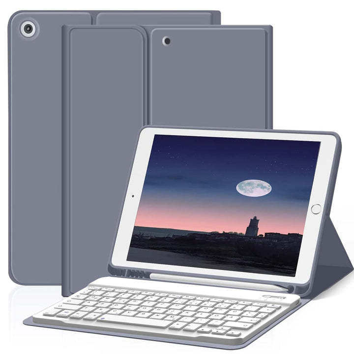 Hülle mit Tastatur für iPad 9. 8. 7. Generation 2021 2020 2019, iPad 9/8/ 7 10,2 Zoll Hülle mit Tast