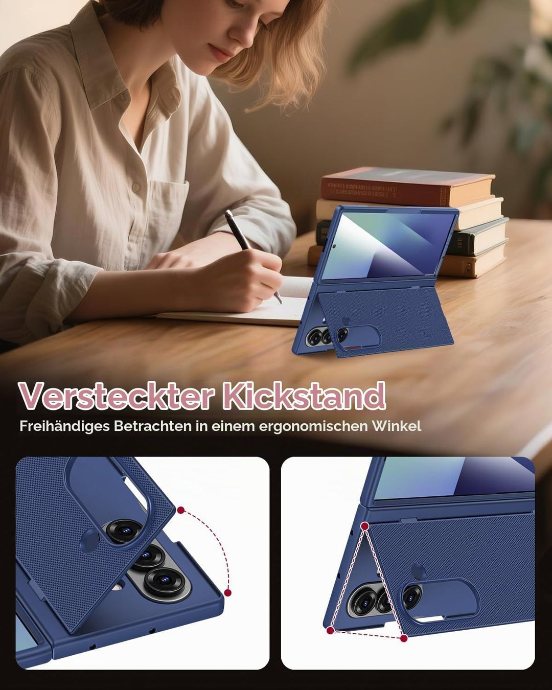 Miimall Kompatibel mit Samsung Galaxy Z Fold 7 Hülle mit Displayschutz, [Tragbarer Ständer] Kratzfes