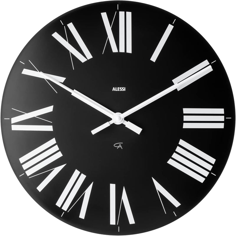 Alessi 12 B Firenze Wanduhr aus ABS, Quarzwerk, schwarz, Ã˜ 36cm