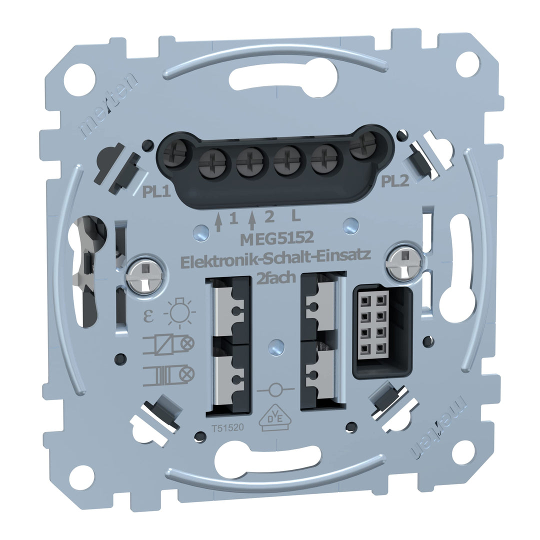 Schneider Electric Merten MEG5152-0000 Unterputz Elektronik Schalt Einsatz 2-fach 50-220 VA, für ohm