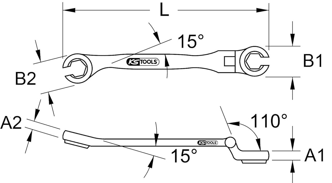 KS Tools 518.0391 CHROME+ Doppelringschlüssel m.Gelenk, 22mm,offen