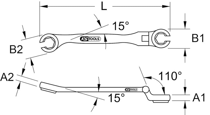 KS Tools 518.0393 CHROME+ Doppelringschlüssel m.Gelenk, 27mm,offen