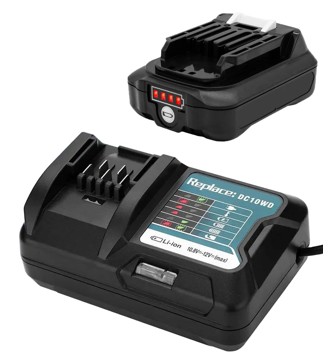 Ersetzen akku für makita 10.8V 12V BL1021B BL1041B 97339-1 197296-9 mit DC10WD Ladegerät für makita