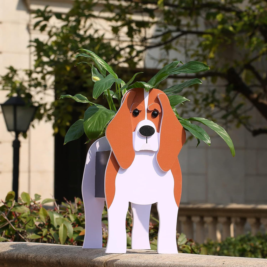 Gochoi Kleiner Beagle Hund Blumentopf Geschenke Pflanzkübel PVC Rechteckig Blumentöpfe Tier für Den