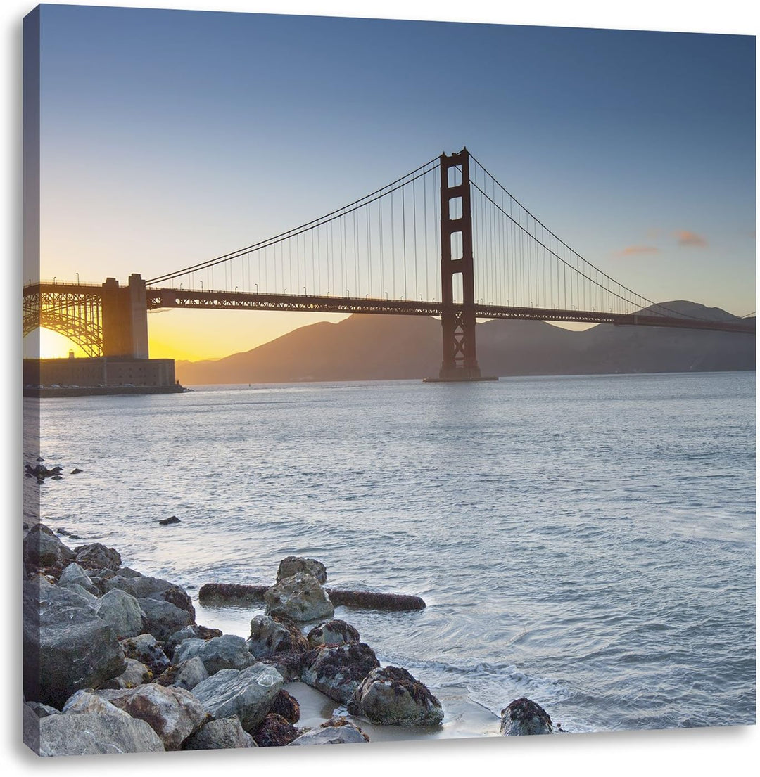 Pixxprint Imposante Golden Gate Bridge als Leinwandbild/Grösse: 70x70 / Wandbild/Kunstdruck/fertig b