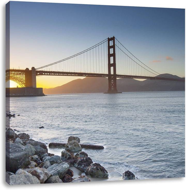 Pixxprint Imposante Golden Gate Bridge als Leinwandbild/Grösse: 70x70 / Wandbild/Kunstdruck/fertig b