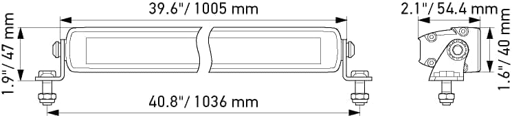 HELLA 1FJ 358 176-321 LED-Fernscheinwerfer - Black Magic Slim Lightbar 40" - 12/24V - Anbau - Kabel: