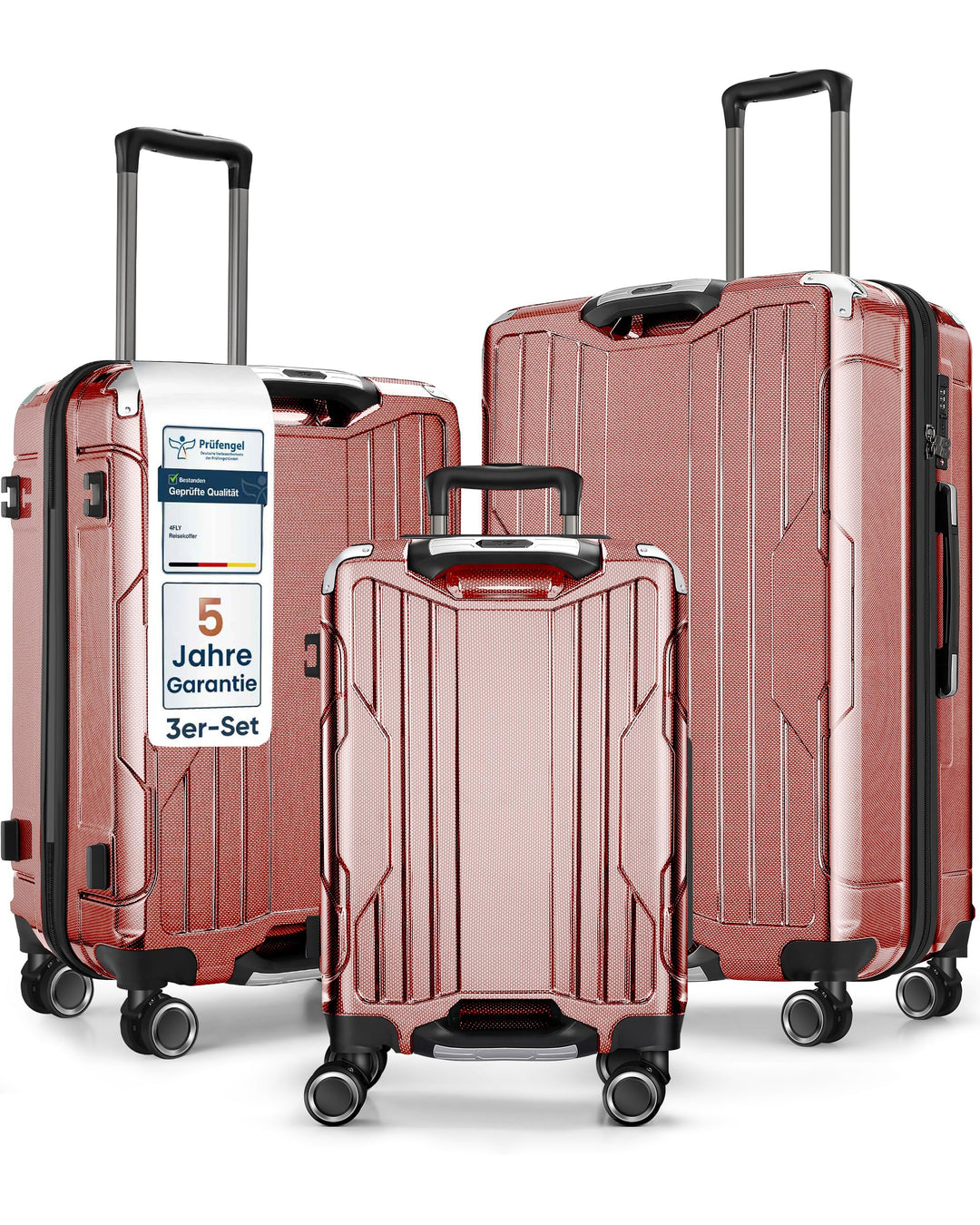 Aluminium-Rahmen Hartschalen-Reisekoffer Set 3-teilig Ultraleicht (M/L/XL) – TSA-Schloss, 4 Spinner-